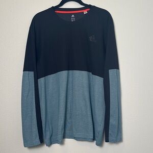Adidas Men's Two-Tone Black and Blue Long Sleeve Tee. Size XL